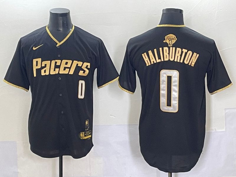 Men 2025 Indiana Pacers #0 Haliburton Black Joint Name NBA Jersey style 6